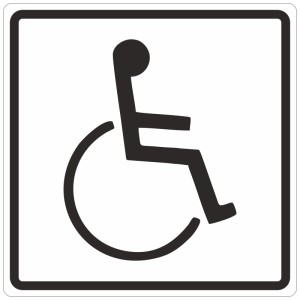 Panneau de porte avec symbole d'accessibilité, 10x10 cm, en PVC rigide durable.