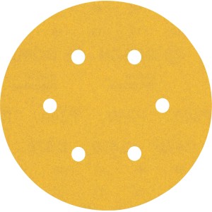 Disque abrasif Bosch Expert C470, Ø 150 mm, K240, 5 pièces, papier abrasif jaune avec trous.