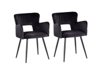 Beliani Chaise de salle à manger Sanilac tissu velours Noir 2 pcs