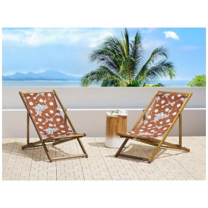 Set di 2 rivestimenti per lettini prendisole Anzio/Avellino con motivo a papaveri per lettini da giardino.