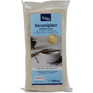 Paquet de pâte à modeler Keramiplast, 1000g, blanche, séchage à l'air. Idéal pour modeler et créer.