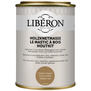 Dose Holzknetmasse Eiche zum Ausbessern von Holzoberflächen.