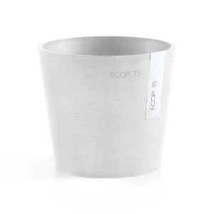 Pot de fleurs Ecopots Amsterdam Mini, blanc, 13x11,4 cm. Idéal pour l'intérieur.