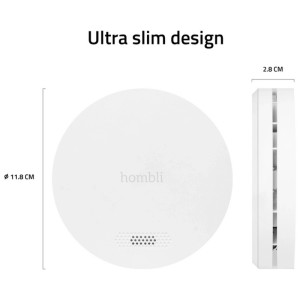 Weißer Hombli Rauchmelder 2+1: Intelligenter, flacher Rauchmelder für Hausautomation mit 10 Jahren Batterielaufzeit.