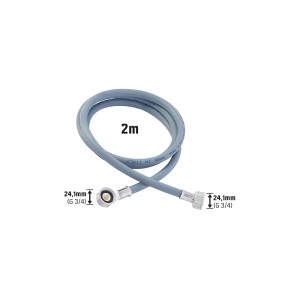 Tuyau d'arrivée d'eau gris de 2 m pour lave-linge/lave-vaisselle avec raccord vissé de 24,1 mm (G 3/4).
