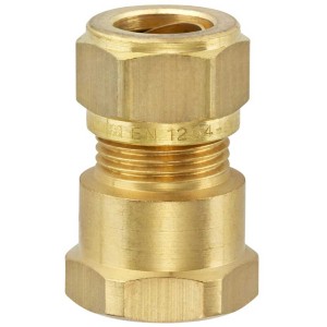 Raccordo a compressione in ottone, 12 mm x 3/8 IG, per tubi acqua potabile.