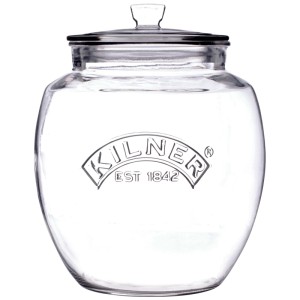 Barattolo in vetro universale Kilner, trasparente, 2 l, con coperchio in vetro per la conservazione degli alimenti.
