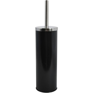 Ensemble brosse WC MSV noir en métal avec couvercle.