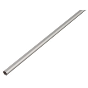 Tubo tondo in alluminio argentato anodizzato, 15x15x2000 mm.