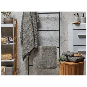 Set de serviettes Beliani Atai, 4 pièces, coton gris, différentes tailles.