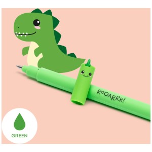 Grüner Legami Gelstift löschbar mit Dino-Motiv und Radierer.