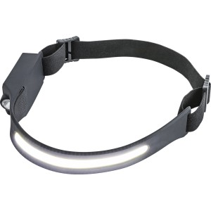 Lampe frontale LED noire 400 lumens, rechargeable pour un éclairage optimal pendant le travail.