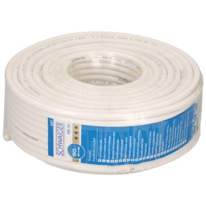 Câble coaxial Schwaiger, 135 dB, rouleau de 50 m, blanc, pour systèmes d'antenne et satellite.