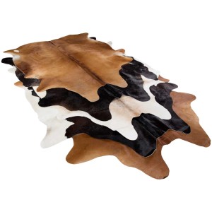 Tappeto in pelle bovina assortito a colori, circa 2-3 m², come passatoia per un ambiente abitativo naturale.
