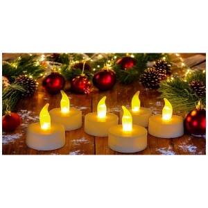 LED-Teelichter Set (25 Stk.) mit warmweißem Licht und weihnachtlicher Deko.