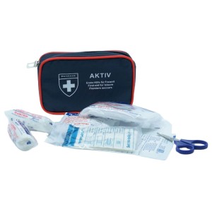 Holthaus Autoapotheke Aktiv, kit di pronto soccorso da 18 pezzi con borsa in nylon e bende.