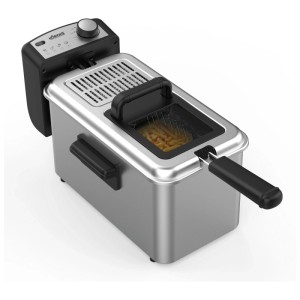 Friggitrice Koenig in acciaio inox argento e nero, 2000 W, capacità 3,4 l.
