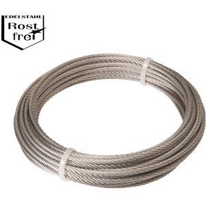Cavo in acciaio Conacord, diametro 2 mm, lunghezza 10 m, arrotolato.