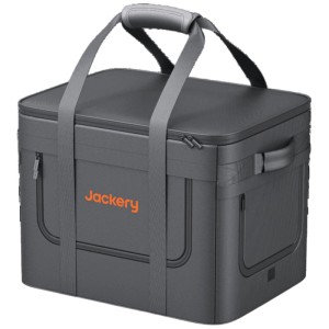 Borsa da trasporto grigia Jackery Extreme Guard L per power station, impermeabile e antipolvere.