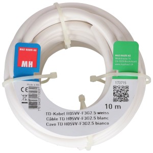 Câble TD blanc H05VV-F, 3x2,5 mm², 10 m, enroulé.