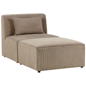Beliani Chaise longue Lemvig Cord Taupe, pouf modulable avec coussin, canapé pour salon.