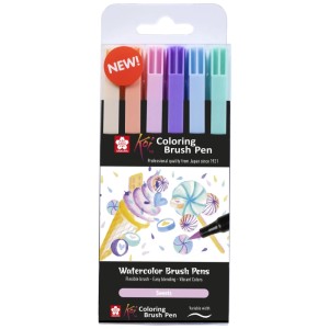 Sakura Koi Brushpen Set Sweets, 6 Stifte in Pastellfarben. Ideal zum Malen und Zeichnen.