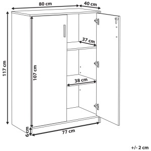 Beliani Armoire de bureau Zehna gris clair/blanc 117 x 80 x 40 cm