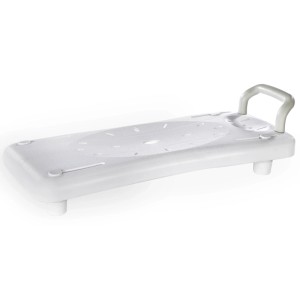 Planche de bain blanche Ridder avec poignée, charge maximale 150 kg, pour plus de sécurité dans la salle de bain.