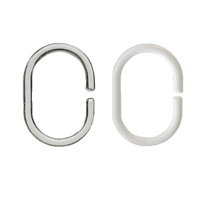 Anneaux de rideau de douche Kleine Wolke, lot de 12, blanc et argent, pour barres de douche.