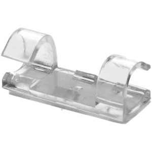 Clip de câble transparent, 10 mm, en plastique, auto-adhésif pour gestion des câbles.