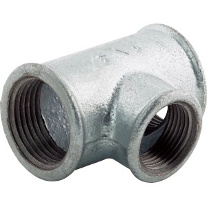 Raccordo a T in ghisa malleabile, 30,3 mm x 24,1 mm, per impianti idraulici e di riscaldamento.