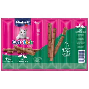 Vitakraft Cat Stick Classic Anatra e Coniglio, 6 pezzi. Snack per gatti senza zucchero.