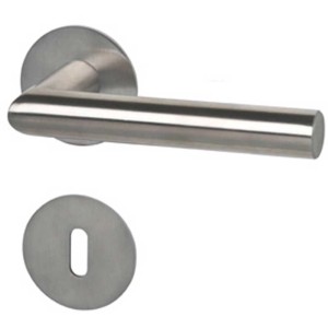 Set rosetta Piato, acciaio inox verniciato, per serrature a chiave. Maniglia per porta con rosetta rotonda.