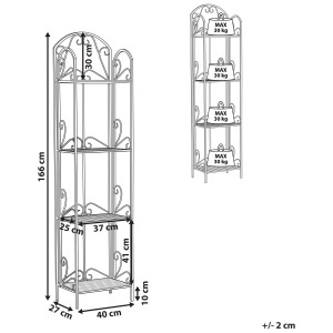 Scaffale bagno Beliani Valdivia, metallo, nero antico, 4 ripiani, stile shabby chic, dimensioni disegnate.