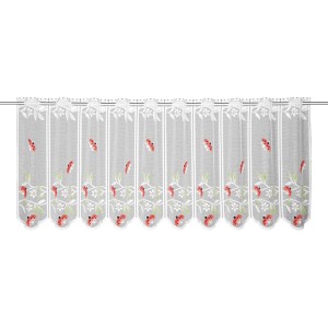 Vitrage bistrot motif coccinelles rouge et vert, 50x153cm, pour une décoration de fenêtre cosy.