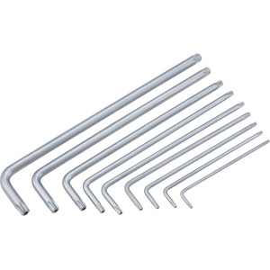 Set di chiavi a brugola Torx LUX da 9 pezzi, versione lunga, per viti difficili da raggiungere.