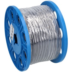 Câble textile TD H05VV-F3G1.0 anthracite au mètre sur touret bleu.