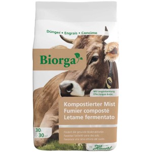 Sacco di Hauert Biorga letame compostato 30l con mucca, per il miglioramento del suolo.