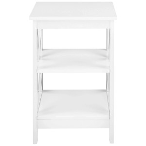 Tavolino Beliani Foster bianco con 3 ripiani, 60x40x40 cm.