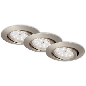 Briloner LED spots encastrables, lot de 3, nickel mat, pour usage intérieur.