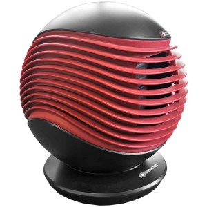 Termoventilatore Sonnenkönig Havanna, un riscaldatore elettrico sferico rosso/nero.