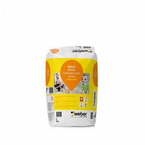 Sacco da 20 kg di malta secca Weber ton 916 per calcestruzzo con grana da 16 mm per lavori in calcestruzzo.