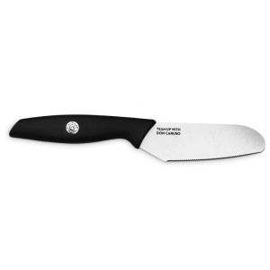 Coltello per panini Burnhard, acciaio inox, manico nero, 20,5 cm, utensile per barbecue.