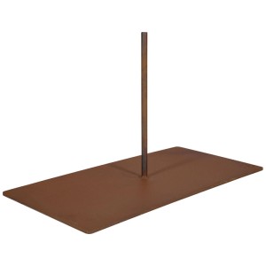 Support Nouvel en acier couleur rouille pour paravents, base rectangulaire avec tige.