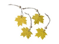Videx Holz-Anhänger Herbst-Blätter Gelb 4 Stk.