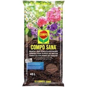 Sacco di terriccio per balconi e vasi Compo Sana, 40 l, per fioriture rigogliose.