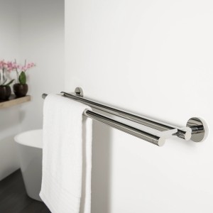 Portasciugamani Tiger Boston, acciaio inox lucidato, montaggio a parete in bagno.