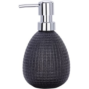 Dispenser sapone Wenko Polaris Jet antracite in ceramica con pompa cromata.