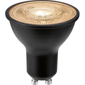 Lampadina LED GU10 nera, 6.2W, bianco caldo, 450 Lumen, 5.4x5cm.