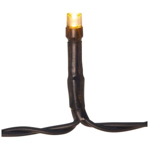 LED blanc chaud sur câble noir, détail de la lampe mât LED pour décoration de Noël.